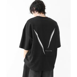 tシャツ Vグラフィック 大判スクエアパッチデザイン ビッグシルエット半袖Tシャツ ユニセックス メンズ レディース