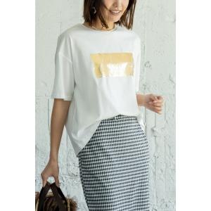 tシャツ ドライタッチ箔プリントTシャツ レディース