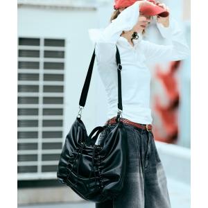 ショルダーバッグ 「UNISEX」 Smooth PU Gathered Bag / スムースPUギャザーバッグ メンズ レディース