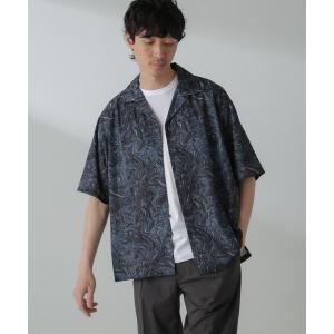 「NANO universe」 半袖シャツ L ネイビー メンズ