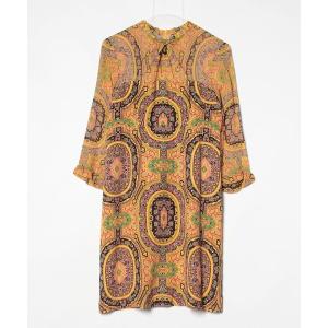 「nanette lepore」 ペイズリー7分袖ワンピース 4 イエロー レディース