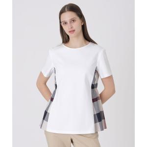 tシャツ 「接触冷感」シルケットスムースサイドチェックTシャツ レディース