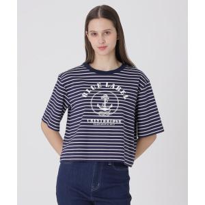 tシャツ プレーティングシルケットスムースグラフィックロゴTシャツ レディース