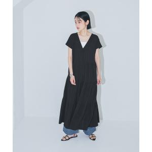 ワンピース 楊柳ティアードフレンチスリーブワンピース / 658401