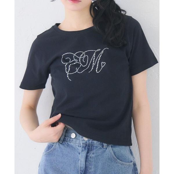 tシャツ ビジューロゴTEE レディース