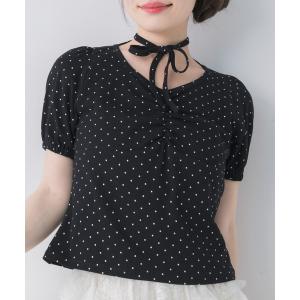 tシャツ 半袖 ホルターパフ袖カットソー レディース