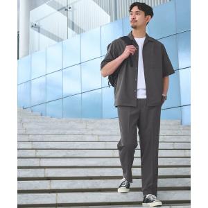 シャツ 半袖 「WEB限定」JUST fit トロピカル セットアップ シャツ＆スラックス -2WAYストレッチ- メンズ