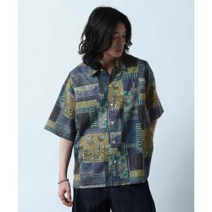 シャツ Sheer Pattern Print Shirt/スカシ総柄プリントシャツ メンズ