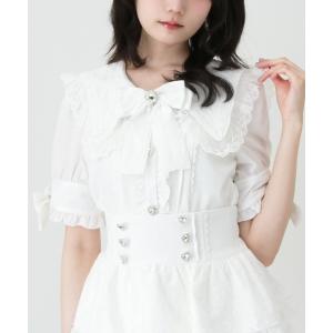 ブラウス シャツ 3wayレース重ねリボンセーラー襟ブラウス レディース