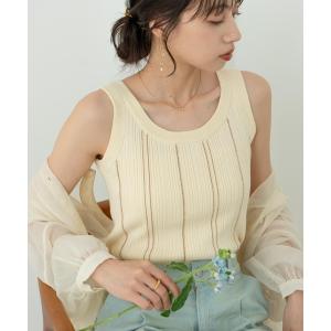 タンクトップ ノースリーブ マルチストライプニットタンク レディース