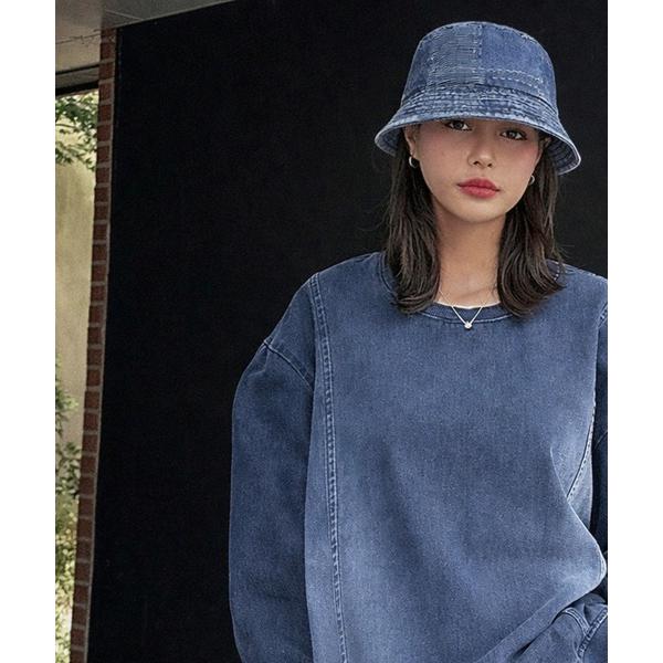 帽子 ハット レディース デニムパッチワークバケットハット レディース メンズ