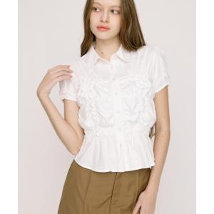 tシャツ RANDOM SHIRRING CUT TOPS ランダムシャーリングカットトップス 春服 夏服 レディース