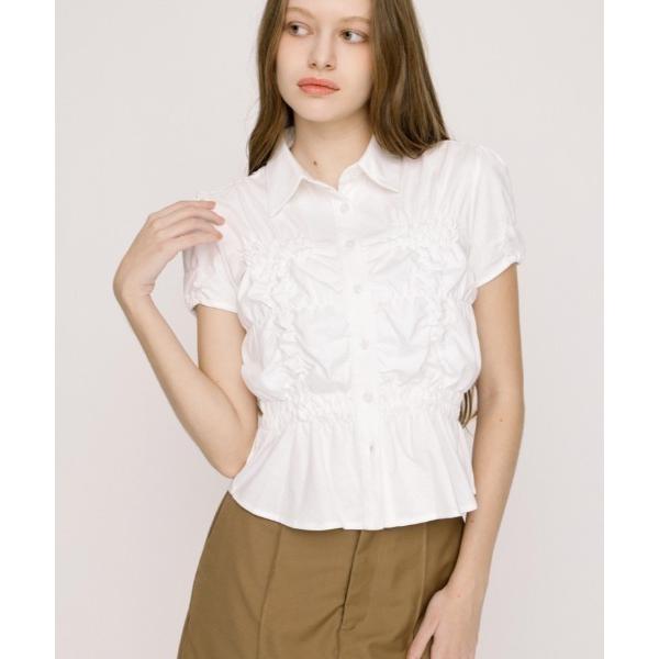 tシャツ RANDOM SHIRRING CUT TOPS ランダムシャーリングカットトップス 春服...