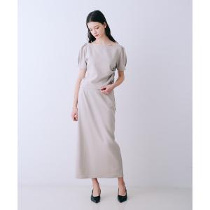 パーティードレス ワンピース 「kariさんコラボ」パフスリーブブラウス×タイトスカート　２点セット　夏服　フェミニン　きれいめ　半袖