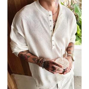 セーター ニット 「NOWLE」シアーメッシュ アーバンリゾート ヘンリー サマーニット メンズ