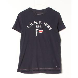 「TOMMY HILFIGER」 半袖Tシャツ S ネイビー レディース
