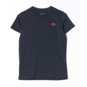 「THE NORTH FACE」 ワンポイント半袖Tシャツ S ネイビー レディース