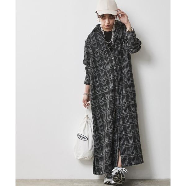 「CHIC STYLE」 シャツワンピース 4L ブラック レディース