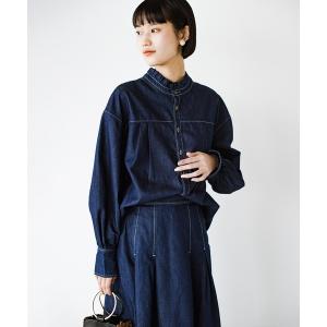 「haco!」 長袖ブラウス MEDIUM インディゴブルー レディース