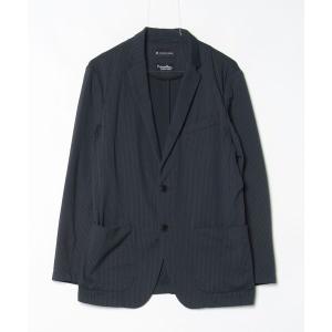 「GLOBAL WORK」 ストライプ柄テーラードジャケット M ネイビー メンズ
