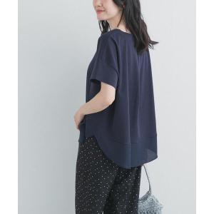 tシャツ 半袖 異素材切替えラウンドヘムプルオー...の商品画像