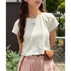 tシャツ 半袖 レースタグリブTシャツ　夏服 レディース