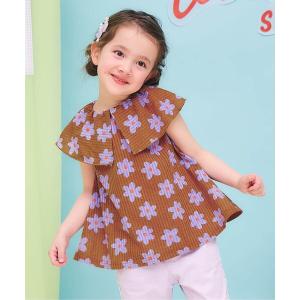 tシャツ 速乾 「吸水速乾」総柄カットサッカー襟付きトップス キッズ 子供服 女の子