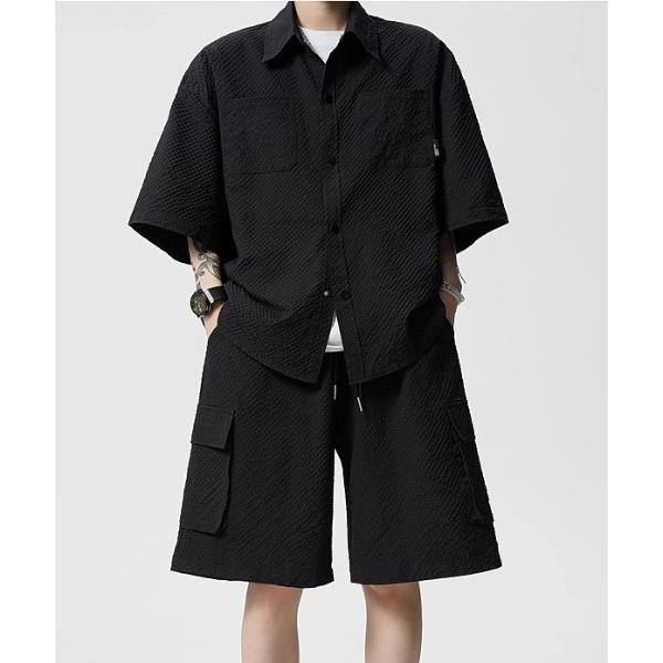 シャツ 半袖 「2点SET」”着るだけキマる” シャツ＆カーゴショーツセット メンズ