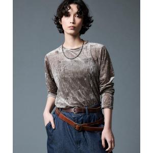 tシャツ ベロアメッシュロングスリーブTシャツ レディース