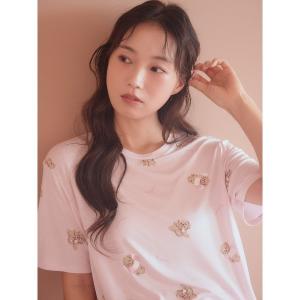 パジャマ ルームウェア レーヨン混トイプードル総柄Tシャツ レディース