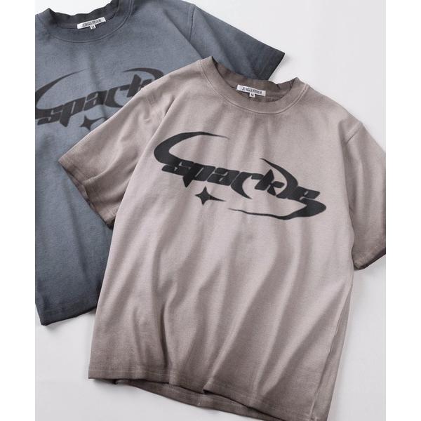 tシャツ 「82」スプレー加工 グラフィックロゴ テレコ ショート丈 クルーネックTシャツ/ユニセッ...