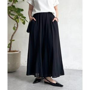 ワイドパンツ パンツ 麻調シアースパンパンツ レディース