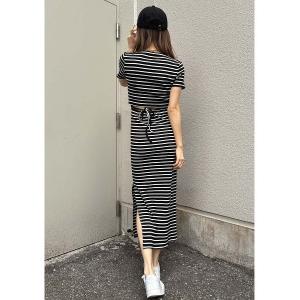 ワンピース バックオープン半袖ロングワンピース