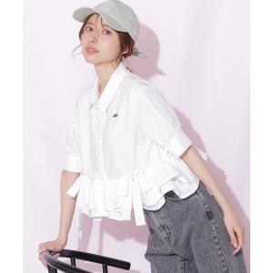 ブラウス シャツ 夏 半袖 フリルヘムショートブラウス半袖 レディース