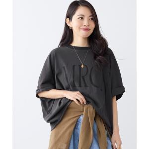 tシャツ 「AMERICANA」クロップドワイドロールアップロゴTシャツ レディース