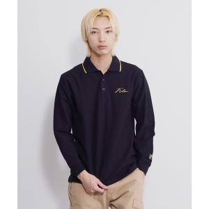 ポロシャツ FILA/フィラ ポロシャツ 長袖 綿100% 鹿の子 筆記体ロゴ刺繍 衿ライン メンズ レディース