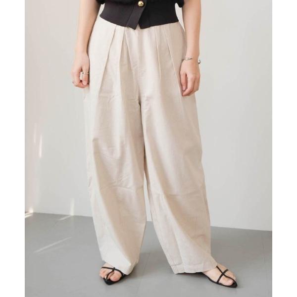 ワイドパンツ パンツ リネンブレンドバレルレッグパンツ レディース
