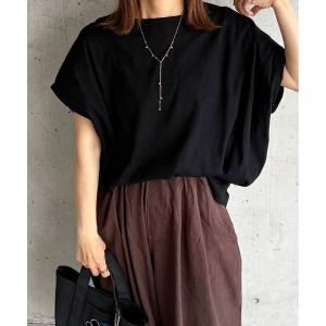 tシャツ 半袖 コクーンリブ半袖トップス レディース