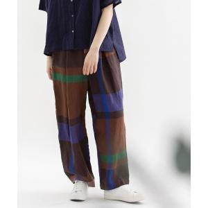 パンツ リネンパネルチェックPommeボリュームパンツ レディース
