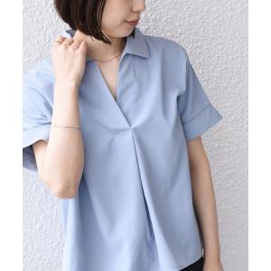 リネンシャツ ブラウス シャツ 半袖 SHIPS Colors:「汗染み軽減・吸水速乾」ASSET(TM) スキッパー シャツ レディース
