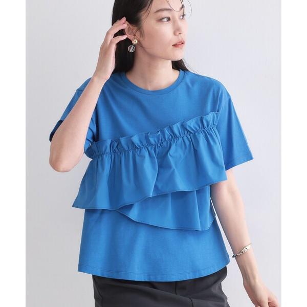 tシャツ 半袖 「接触冷感」アシメフリルドッキングカットソー「洗濯機OK」 レディース