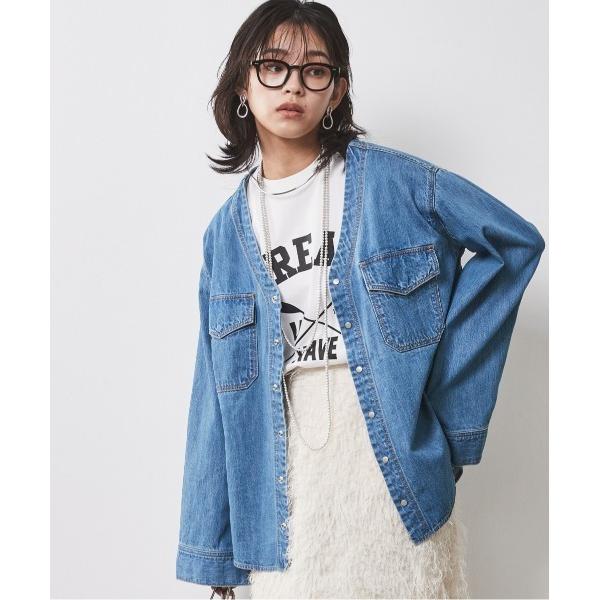 「CHIC STYLE」 長袖ブラウス M ブルー レディース
