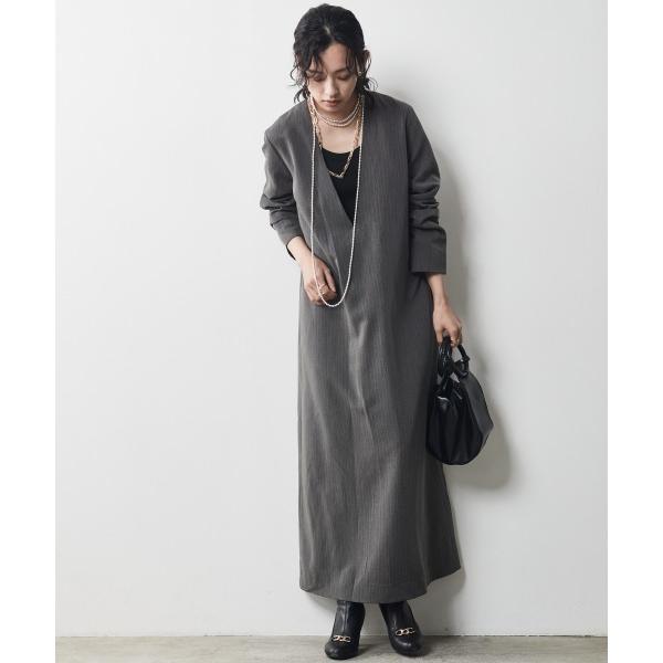 「CHIC STYLE」 長袖ワンピース L グレー レディース