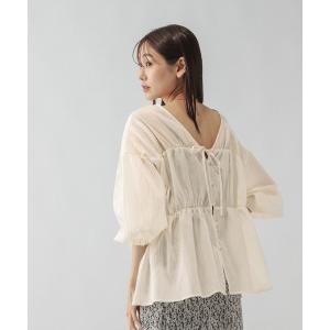 「GLOBAL WORK」 7分袖ブラウス MEDIUM オフホワイト レディース