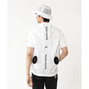 ベスト ジレ 「PEARLY GATES」ファン＆ペルチェ付きディンプルメッシュストレッチラミネート メンズ