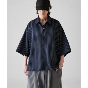 シャツ 「Neucon」WIDE SLEEVE PINSTRIPE OVER SHIRT / ワイドスリーブピンストライプオーバーシャツ メンズ