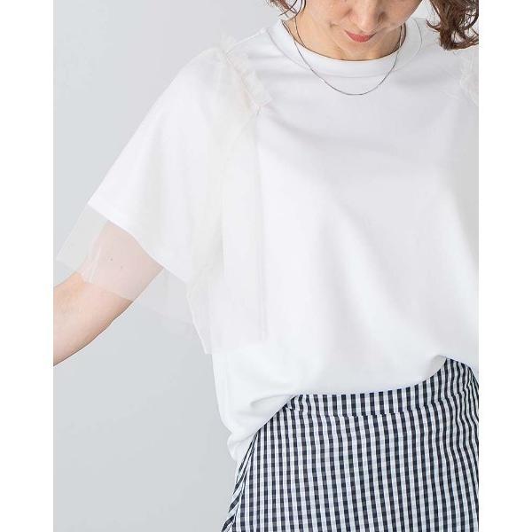 tシャツ チュールスリーブ レイヤードプルオーバー｜着回し 異素材 ストレスフリー きれいめカジュア...