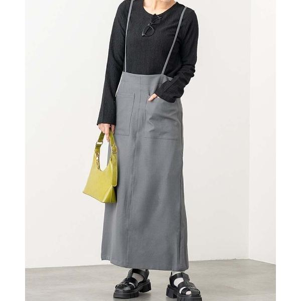 ロング スカート 細ストラップ サロペットスカート｜きれいめ Iライン ハリ感 スッキリ 上品 大人...