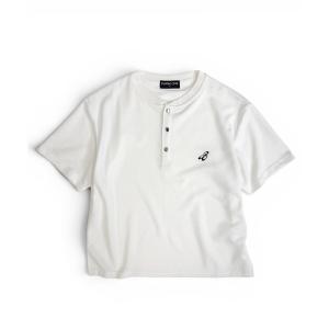ヘンリーネック tシャツ 短丈スナップヘンリーワッフル半袖Tシャツ / ショートレングス サーマル ヘンリーネック Tシャツ「ユニセックス」