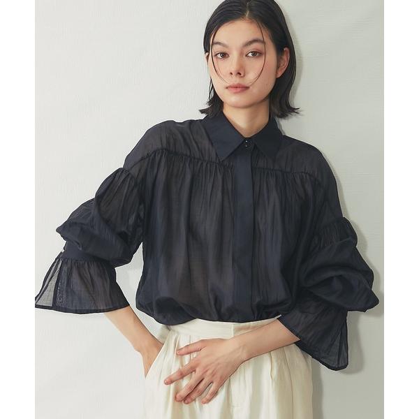 ブラウス シャツ ボリュームスリーブシアーシャツ レディース